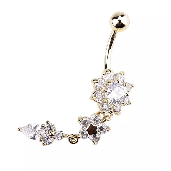 Navel Nail Body Crystal Gold Piercing - Picture 4 of 4